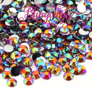 Siam AB Resin Round Flat Back Loose Rhinestones