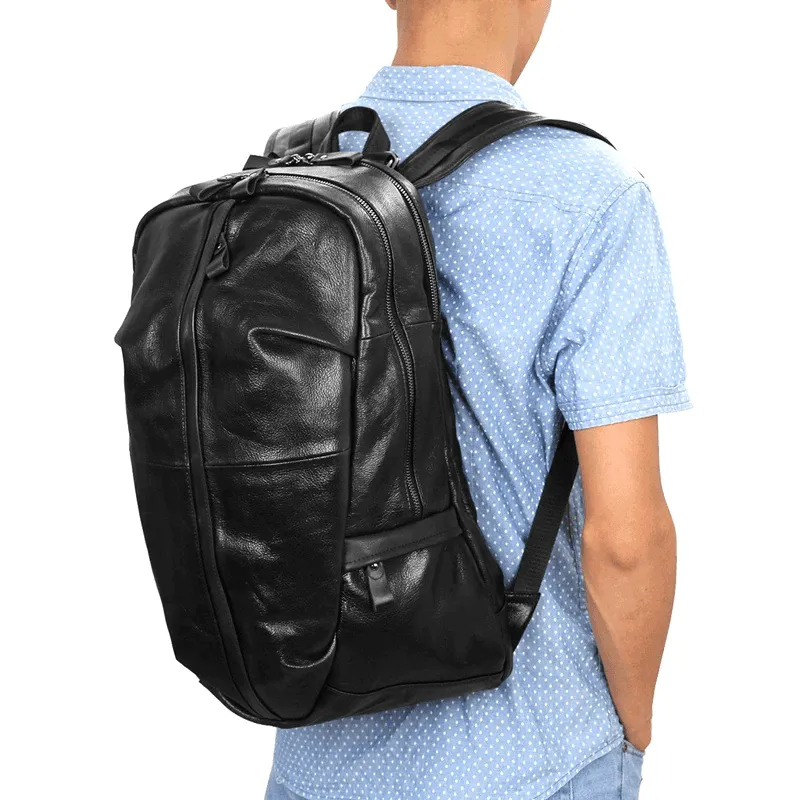 Soft Leather Backpacks Travel Bags For Men Genuine Leather