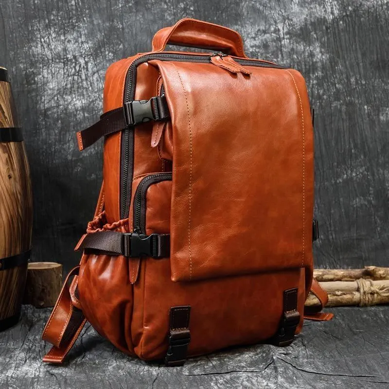 Soft Leather Backpacks Travel Bags For Men Genuine Leather