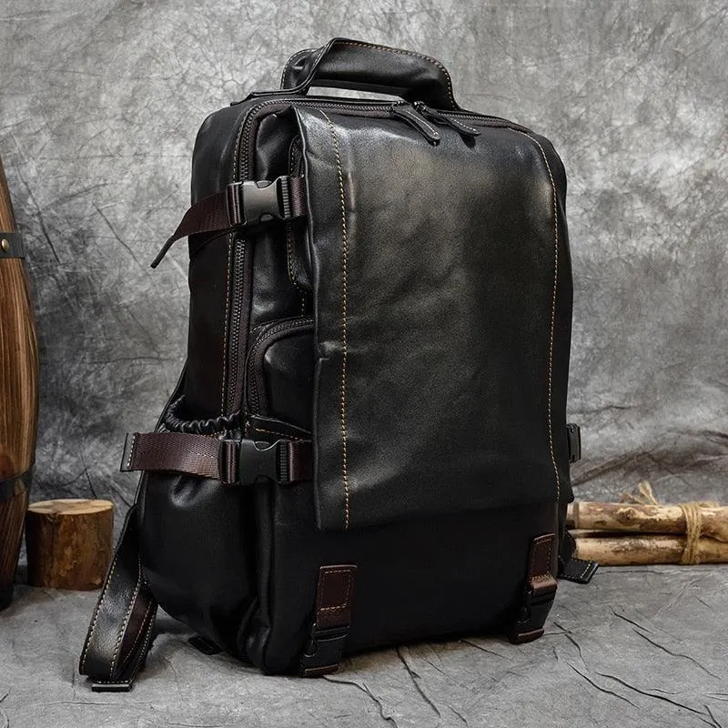 Soft Leather Backpacks Travel Bags For Men Genuine Leather