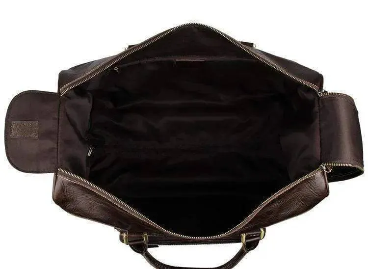 Vintage Brown Leather Wheeled Luggage Trolley Bags