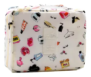 Viulvuk Multipurpose Travel Cosmetic Makeup Pouch | Multi Pockets Toiletry Bags & Travelling Pouches for Girls | Inner Ware Storage Organizer & Wash Bag for Women - Multi Color (Size: 21x16x08 cm)