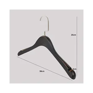 Xyijia Hanger 8 Pcs Fashion Sepia Black Wood Clothes Coats Hanger with Wide Shoulder, Polished Make to Old Design Thick Antique Suits Hanger