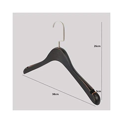 Xyijia Hanger 8 Pcs Fashion Sepia Black Wood Clothes Coats Hanger with Wide Shoulder, Polished Make to Old Design Thick Antique Suits Hanger